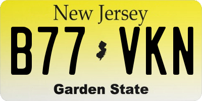 NJ license plate B77VKN