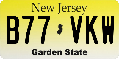 NJ license plate B77VKW
