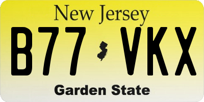 NJ license plate B77VKX