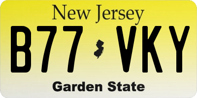 NJ license plate B77VKY