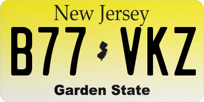 NJ license plate B77VKZ