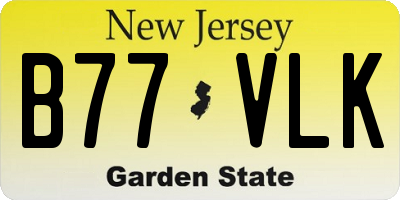 NJ license plate B77VLK