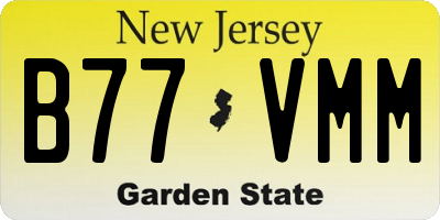 NJ license plate B77VMM