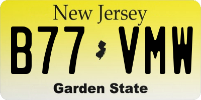 NJ license plate B77VMW