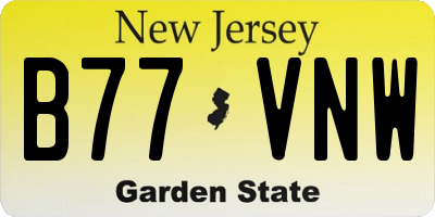 NJ license plate B77VNW
