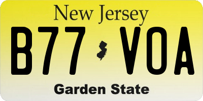 NJ license plate B77VOA