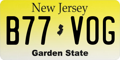 NJ license plate B77VOG