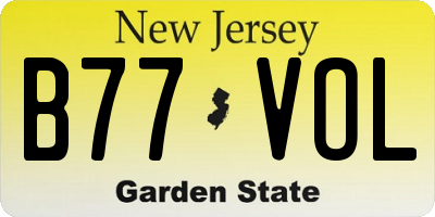 NJ license plate B77VOL