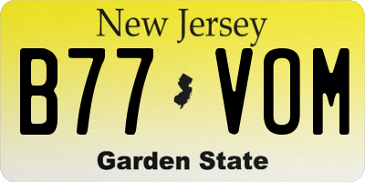 NJ license plate B77VOM