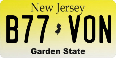 NJ license plate B77VON