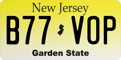 NJ license plate B77VOP