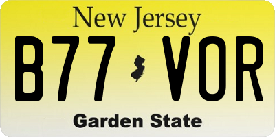 NJ license plate B77VOR