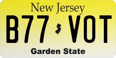 NJ license plate B77VOT