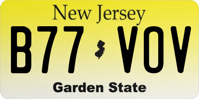 NJ license plate B77VOV