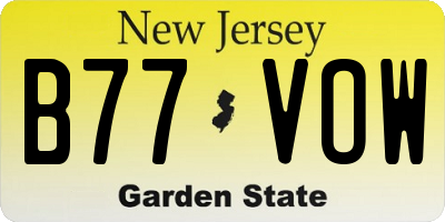 NJ license plate B77VOW