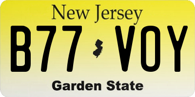 NJ license plate B77VOY