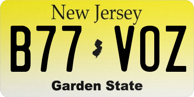 NJ license plate B77VOZ