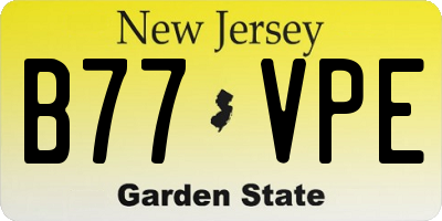 NJ license plate B77VPE