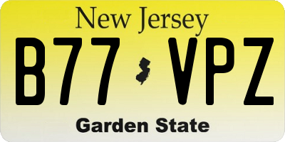 NJ license plate B77VPZ