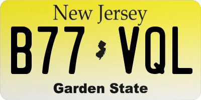 NJ license plate B77VQL