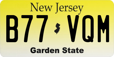 NJ license plate B77VQM