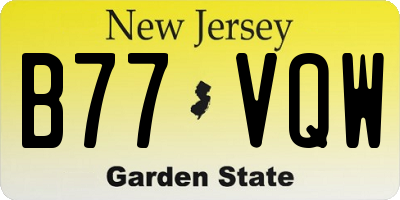 NJ license plate B77VQW