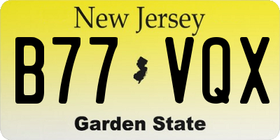 NJ license plate B77VQX