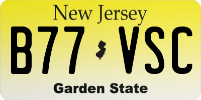 NJ license plate B77VSC