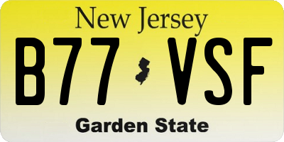 NJ license plate B77VSF