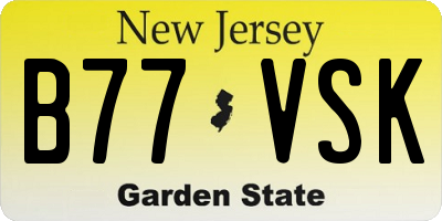 NJ license plate B77VSK