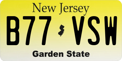 NJ license plate B77VSW