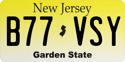NJ license plate B77VSY
