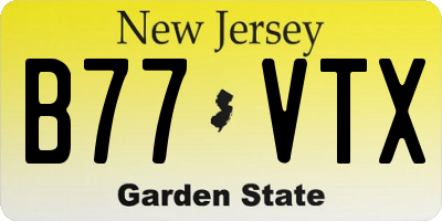 NJ license plate B77VTX