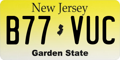 NJ license plate B77VUC