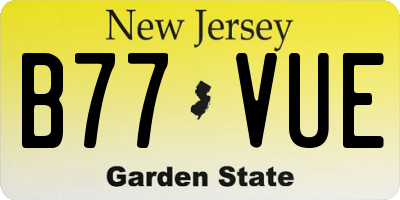 NJ license plate B77VUE