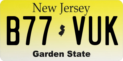 NJ license plate B77VUK