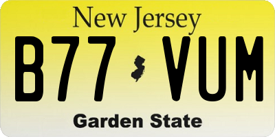 NJ license plate B77VUM