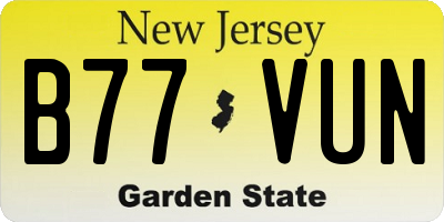 NJ license plate B77VUN