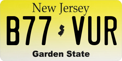 NJ license plate B77VUR
