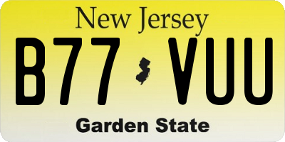 NJ license plate B77VUU