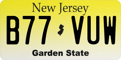 NJ license plate B77VUW