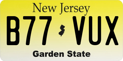 NJ license plate B77VUX