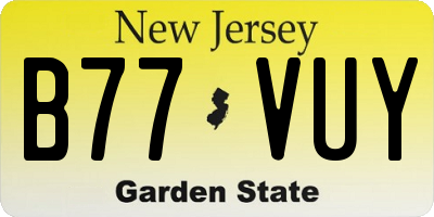 NJ license plate B77VUY