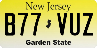 NJ license plate B77VUZ