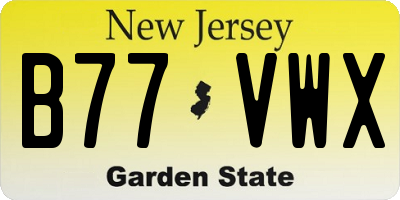 NJ license plate B77VWX
