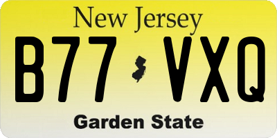 NJ license plate B77VXQ
