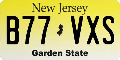 NJ license plate B77VXS