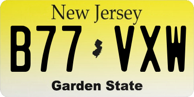 NJ license plate B77VXW