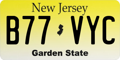 NJ license plate B77VYC