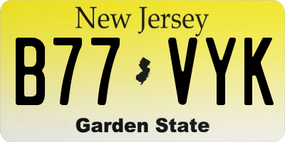 NJ license plate B77VYK
